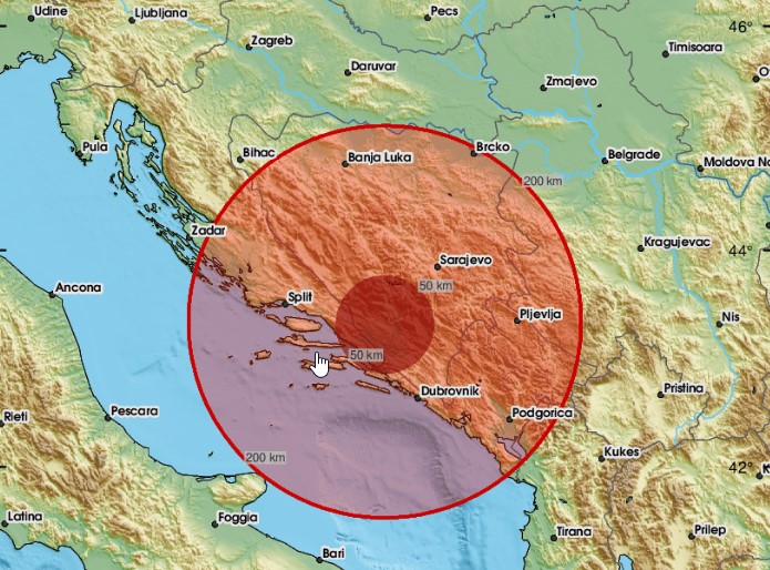 Jak zemljotres u Hercegovini. Epicentar blizu Gruda
