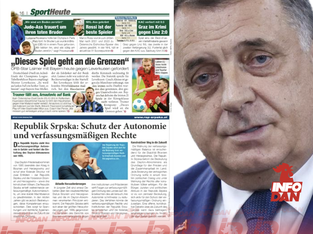 DODIK U MEDIJSKOJ OFANZIVI: PLATIO OGLAS U AUSTRIJSKIM NOVINAMA KOJE SE DIJELE U TRAMVAJIMA!