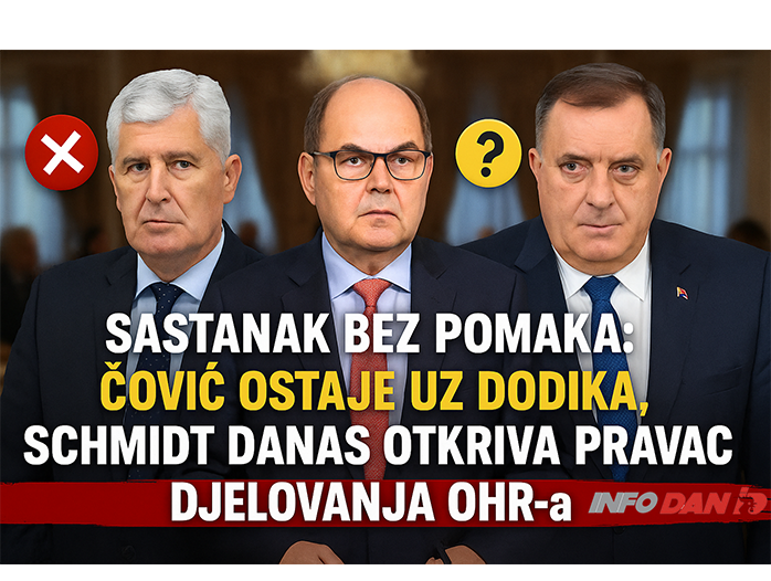 Sastanak bez pomaka: Čović ostaje uz Dodika, Schmidt danas otkriva pravac djelovanja OHR-a