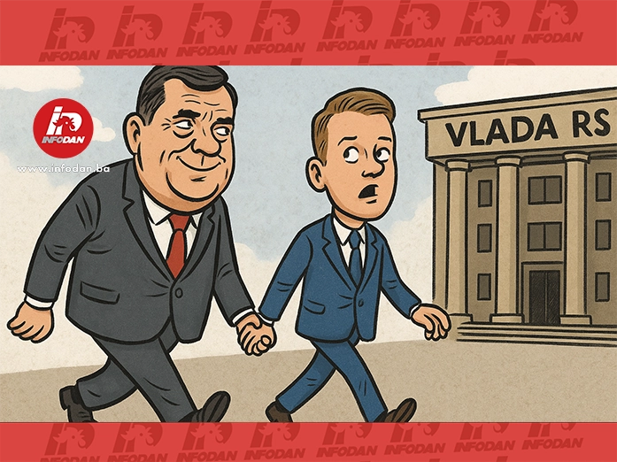 Karikatura Dodik vodi za Ruku Stanivukovića u Vladu RS